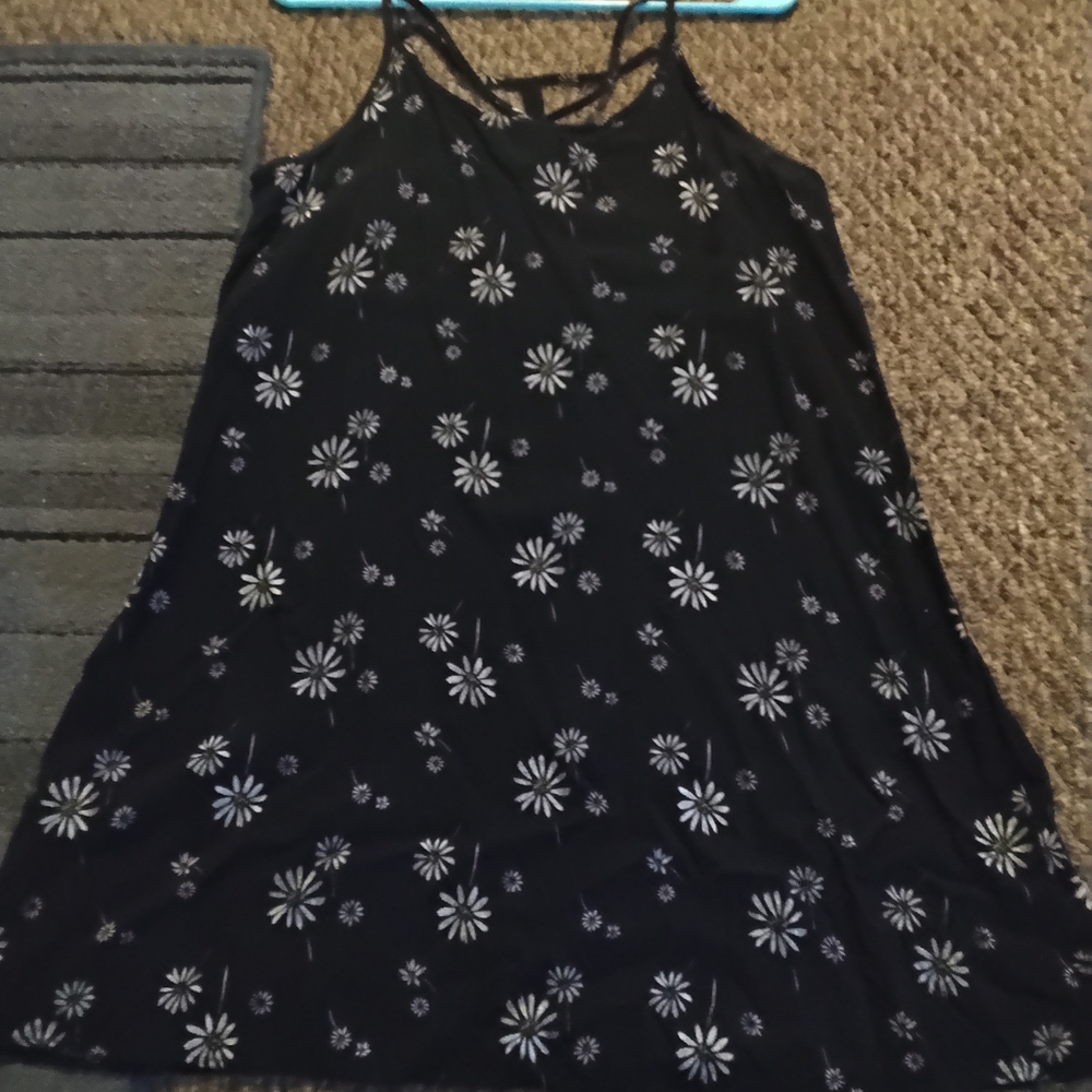 SO Black Mini Flowy Sundress with Spaghetti Straps and Floral Print